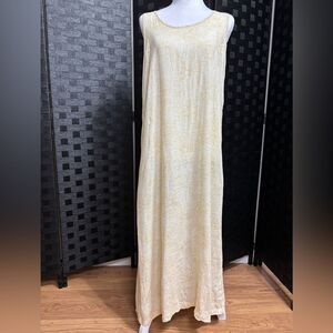Gap Linen Shift Dress Womens S Maxi Beige Beach Coastal‎ Boho Hippie Lagenlook
